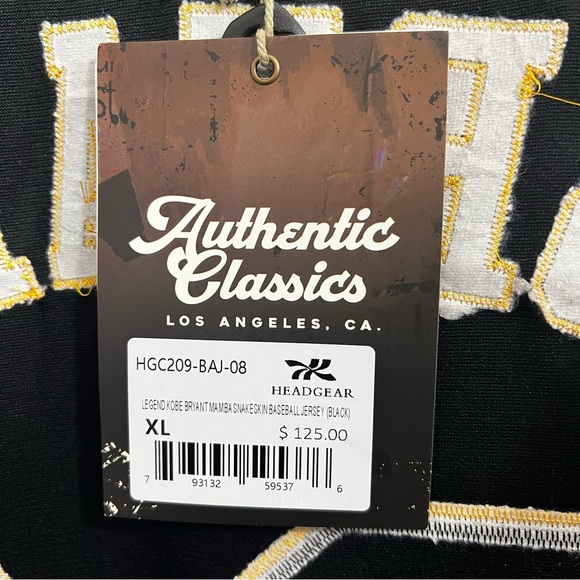 Authentic Classics Kobe Bryant Mamba Baseball Jersey Black Size XL Streetwear - Picture 8 of 10